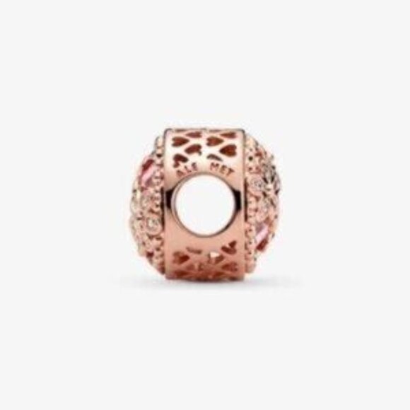 Rose Gold Floral Charm with Pink Crystal - Picture 3 of 5